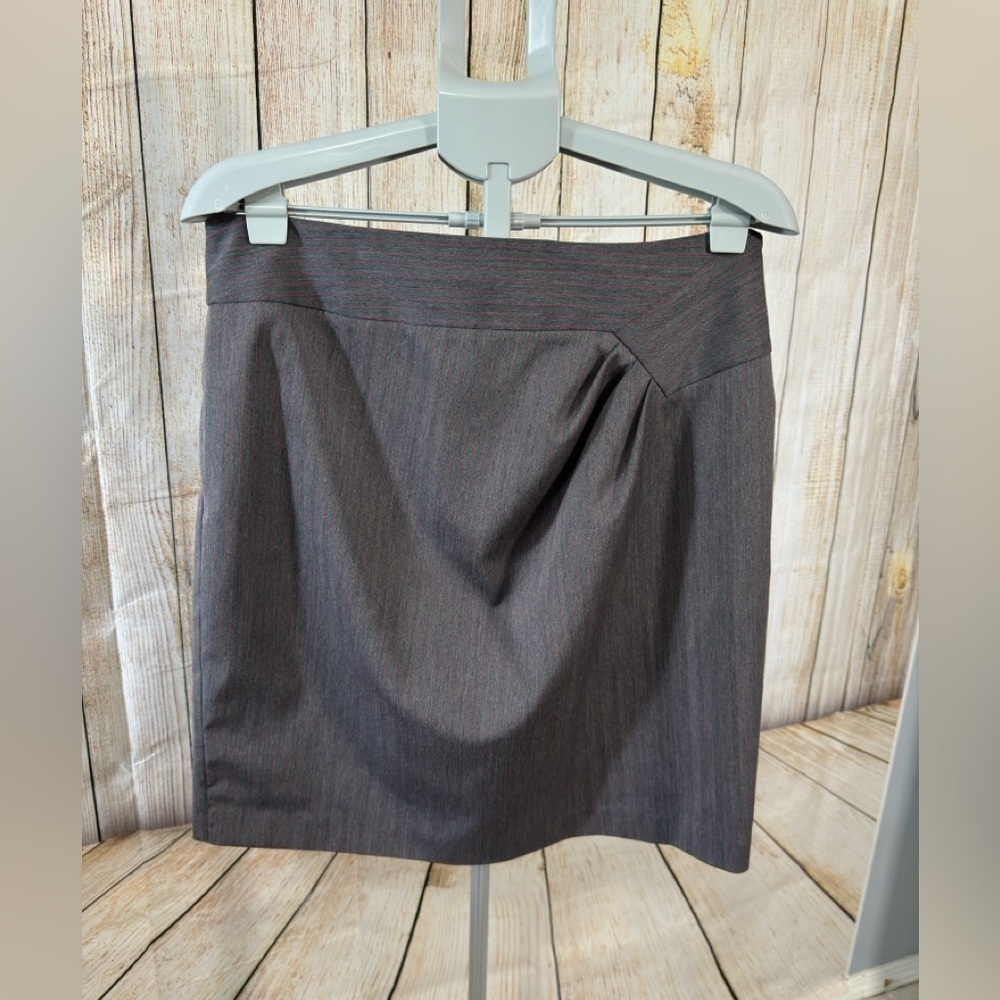 APOSTROPHE Y2K Mini Skirt grey With Pink Pin Stripes Sz 12